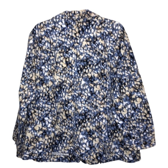 CJ BANKS - 100% Cotton Blue, Tan, Cream & White Button Front Jacket - Size 5X - Picture 3 of 8